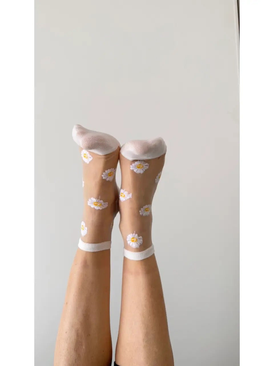 Transparente Socke Margeriten Flora weiß