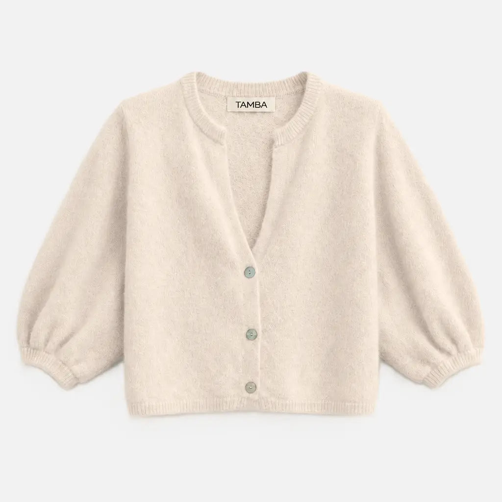 Angora Strickcardigan Light Beige