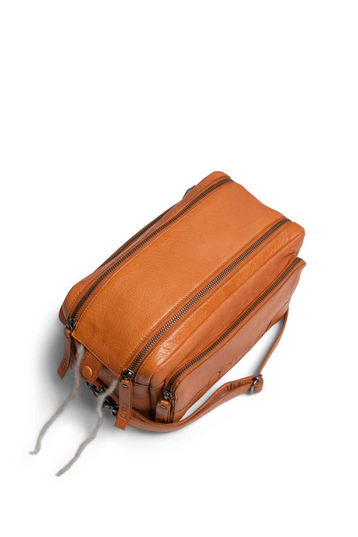 Umhängetasche für Strickprojekte aus echtem Leder