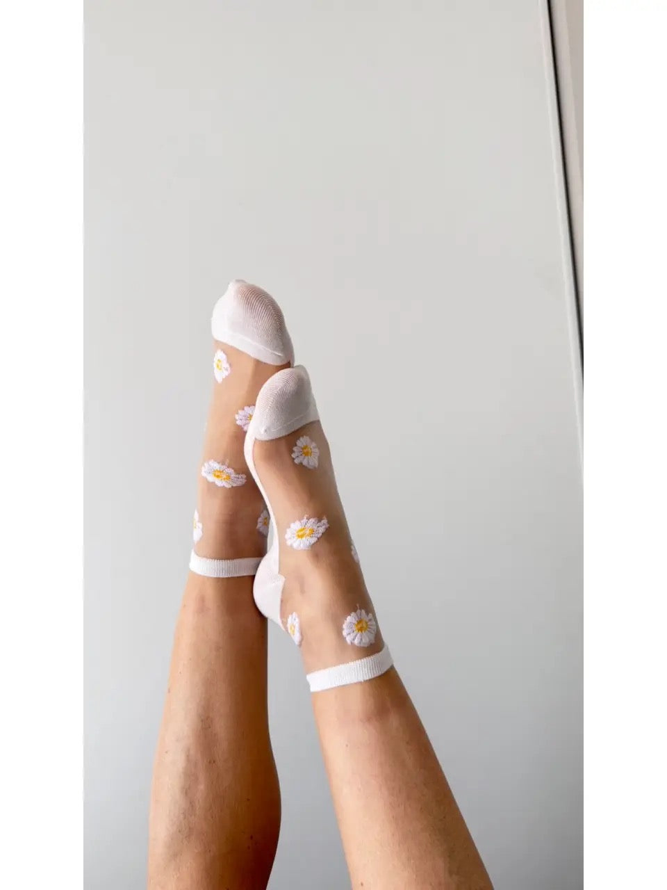 Transparente Socke Margeriten Flora weiß