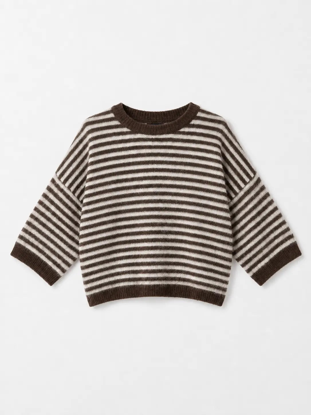 "Striped Cloud" – Kuscheliger Oversize-Pullover Kaffee / Beige