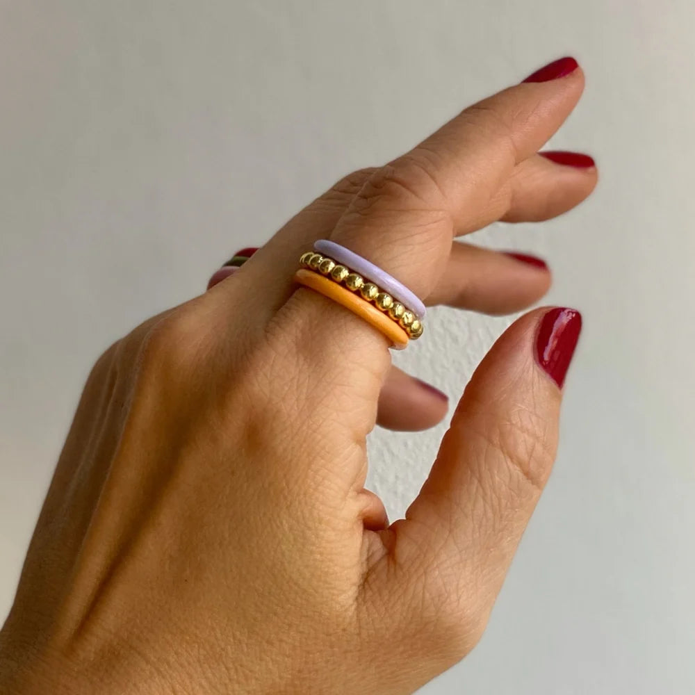 Color Ball Ring vergoldet