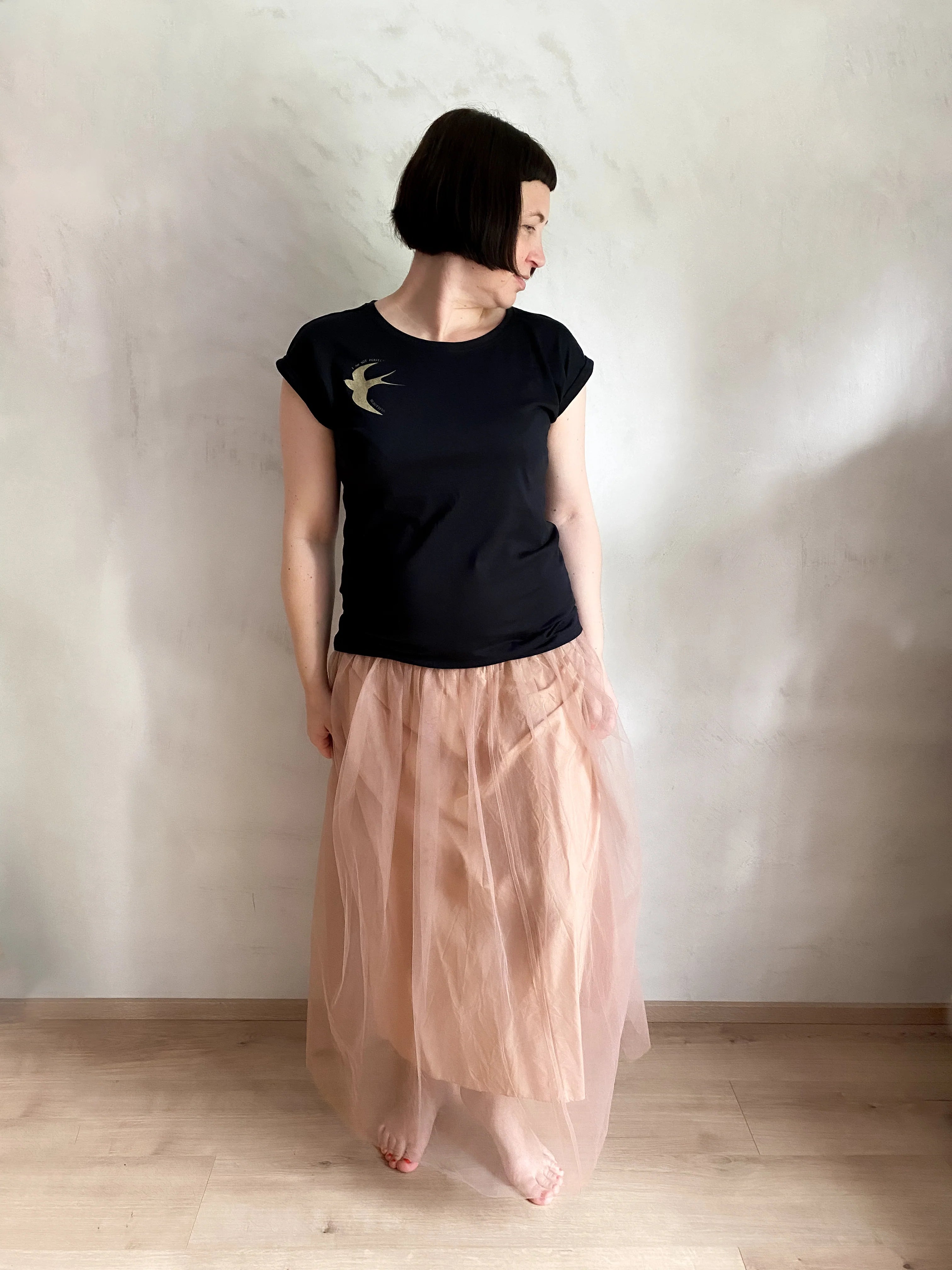 Unperfekt Shirt goldener kleiner Kreis Shirt Schwarz