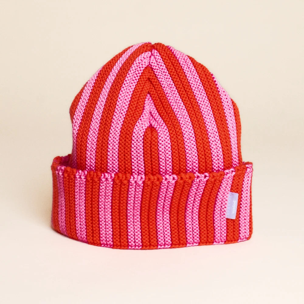 Mütze aus Merinowolle - Pink/Rot