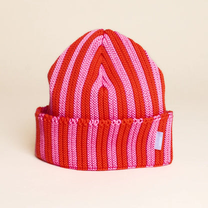 Mütze aus Merinowolle - Pink/Rot