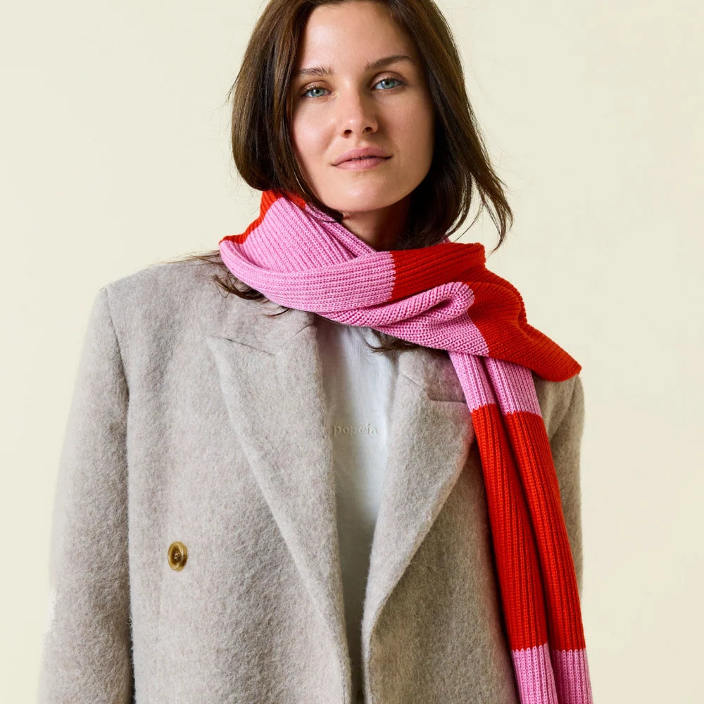 Schal aus Merinowolle - Pink/Rot