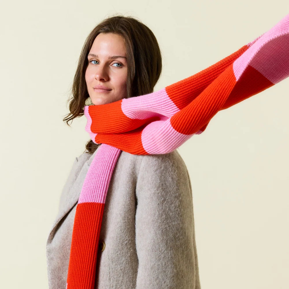 Schal aus Merinowolle - Pink/Rot