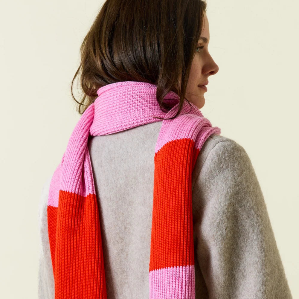 Schal aus Merinowolle - Pink/Rot