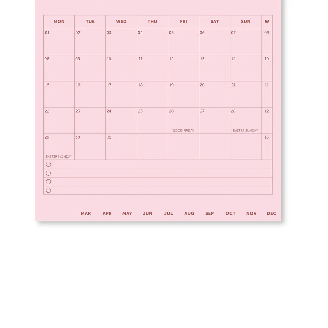 A-Journal Schreibtischkalender – Pink-Rot 2027