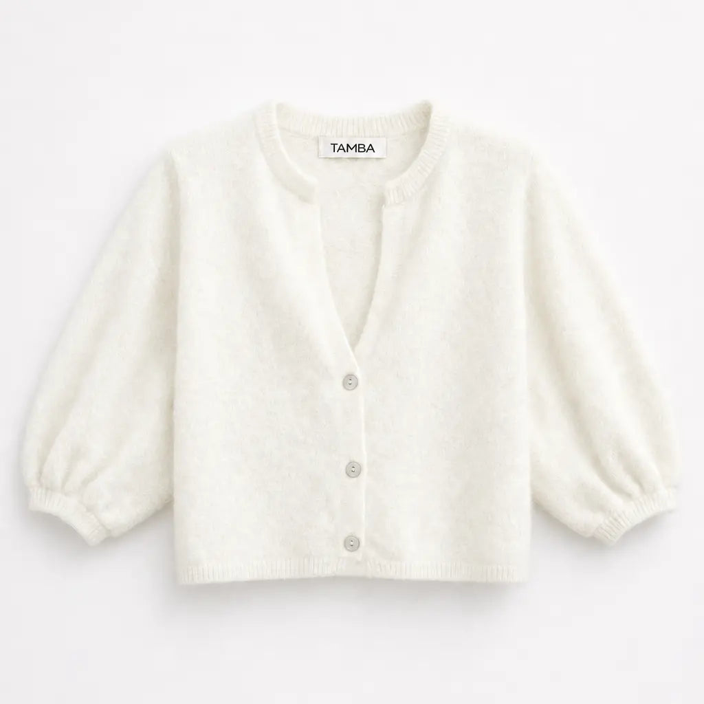 Angora Strickcardigan Weiß
