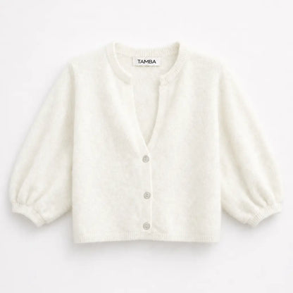 Angora Strickcardigan Weiß