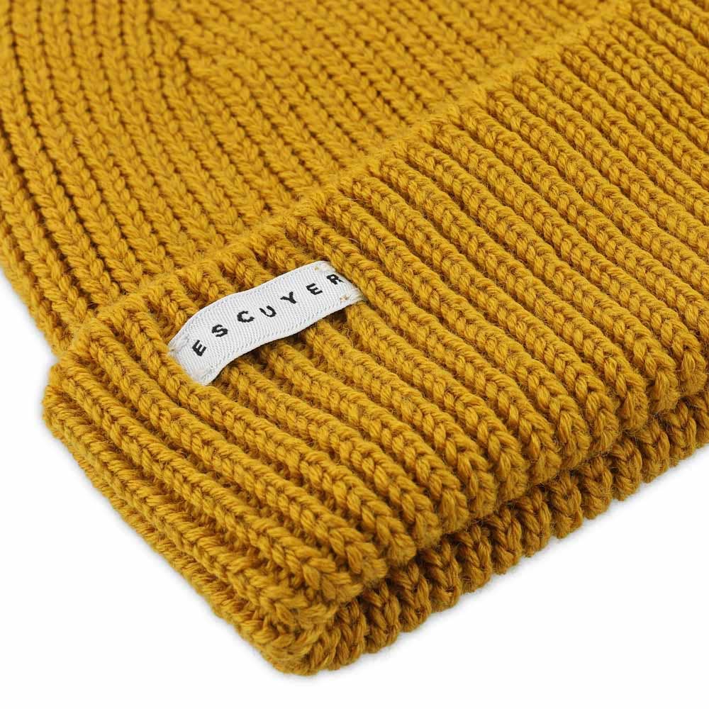 Gerippte Merino-Mütze/Mustard