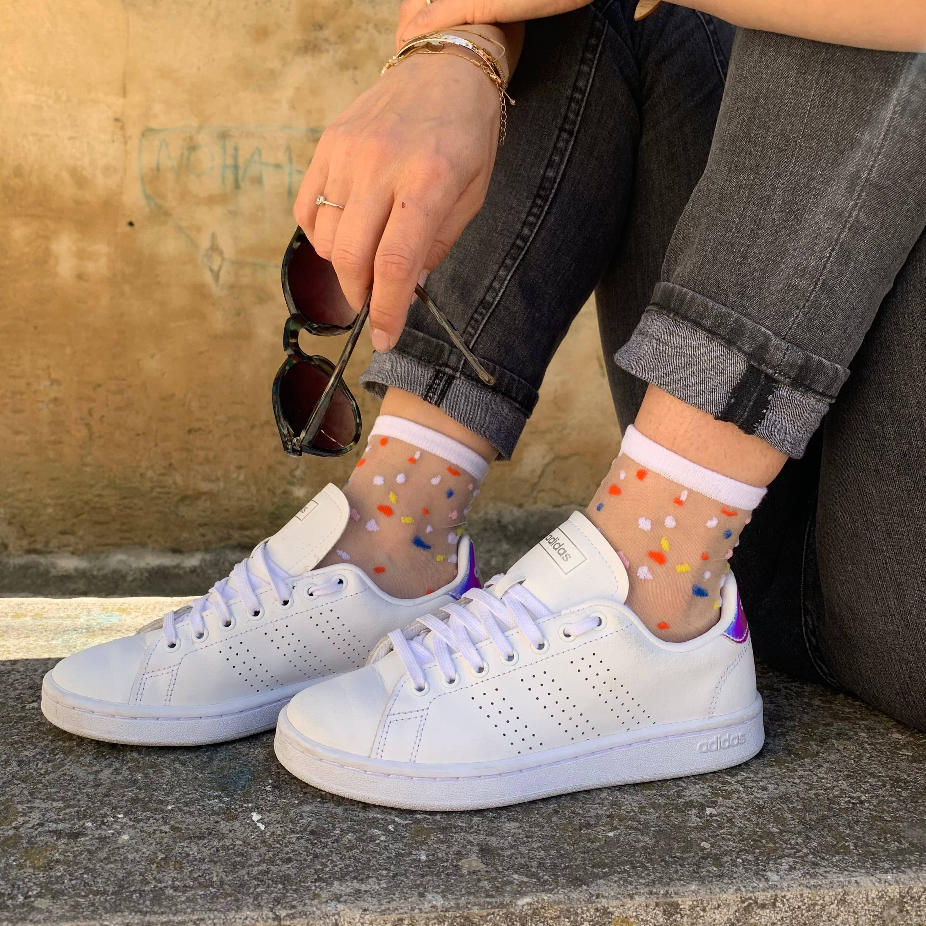 Transparente Socke mit Konfetti &