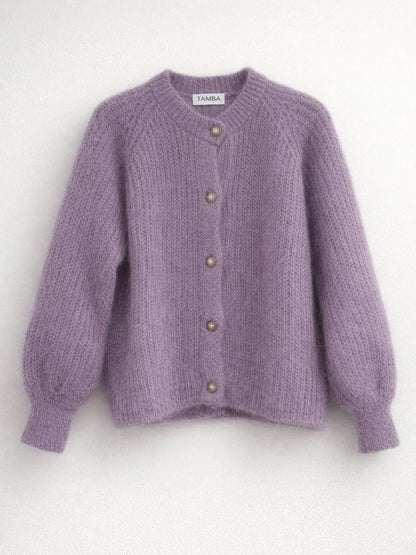 Strickjacke aus Mohair (Aubergine)