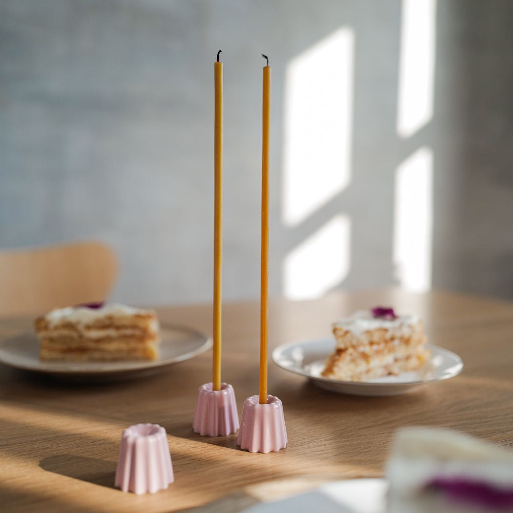 Kerzenhalter aus Porzellan rosa