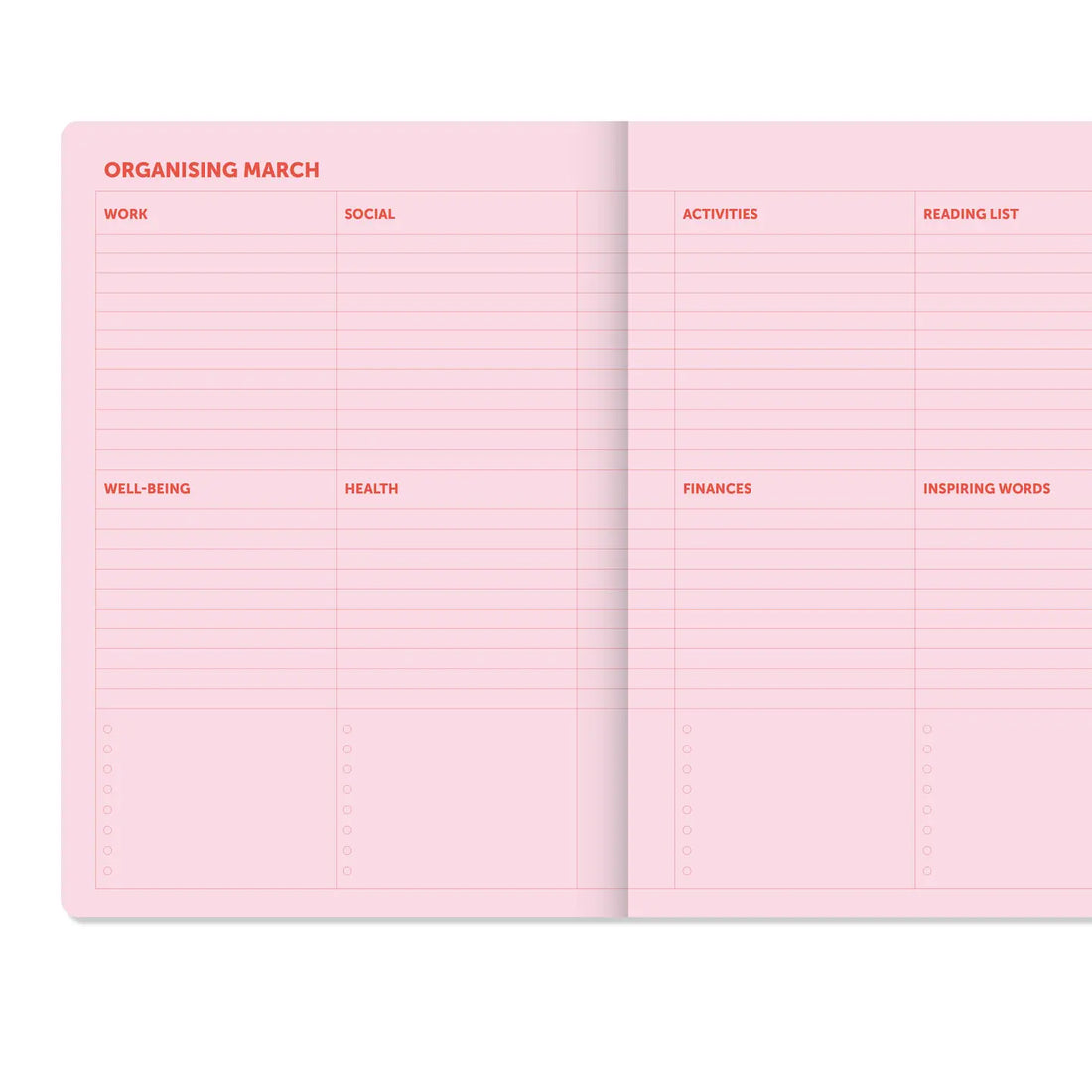 A-Journal Spiral-Tagebuch – Organizer 2027 – kariert Pink-Rot