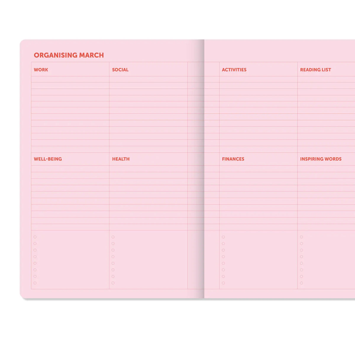 A-Journal Spiral-Tagebuch – Organizer 2027 – kariert Pink-Rot