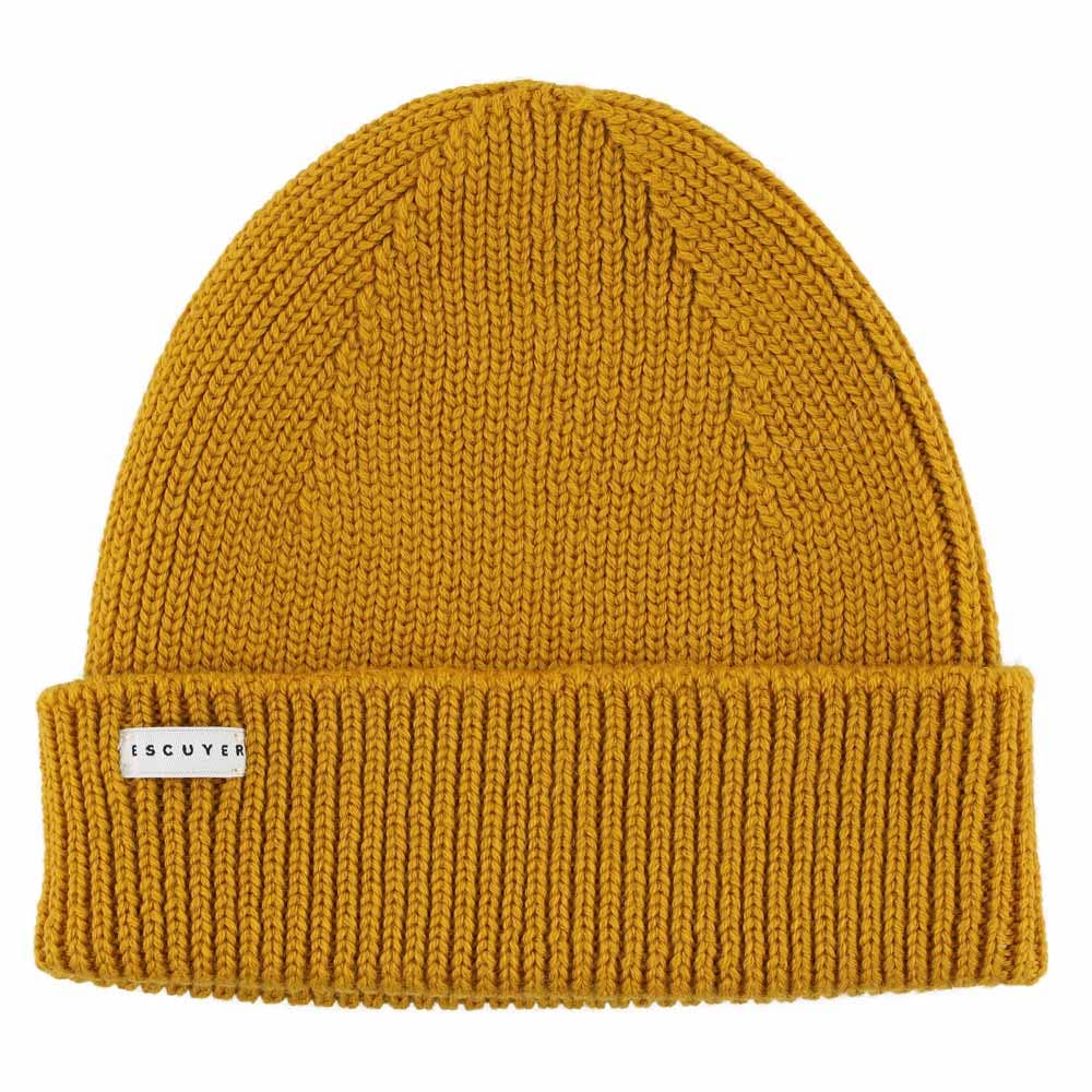 Gerippte Merino-Mütze/Mustard
