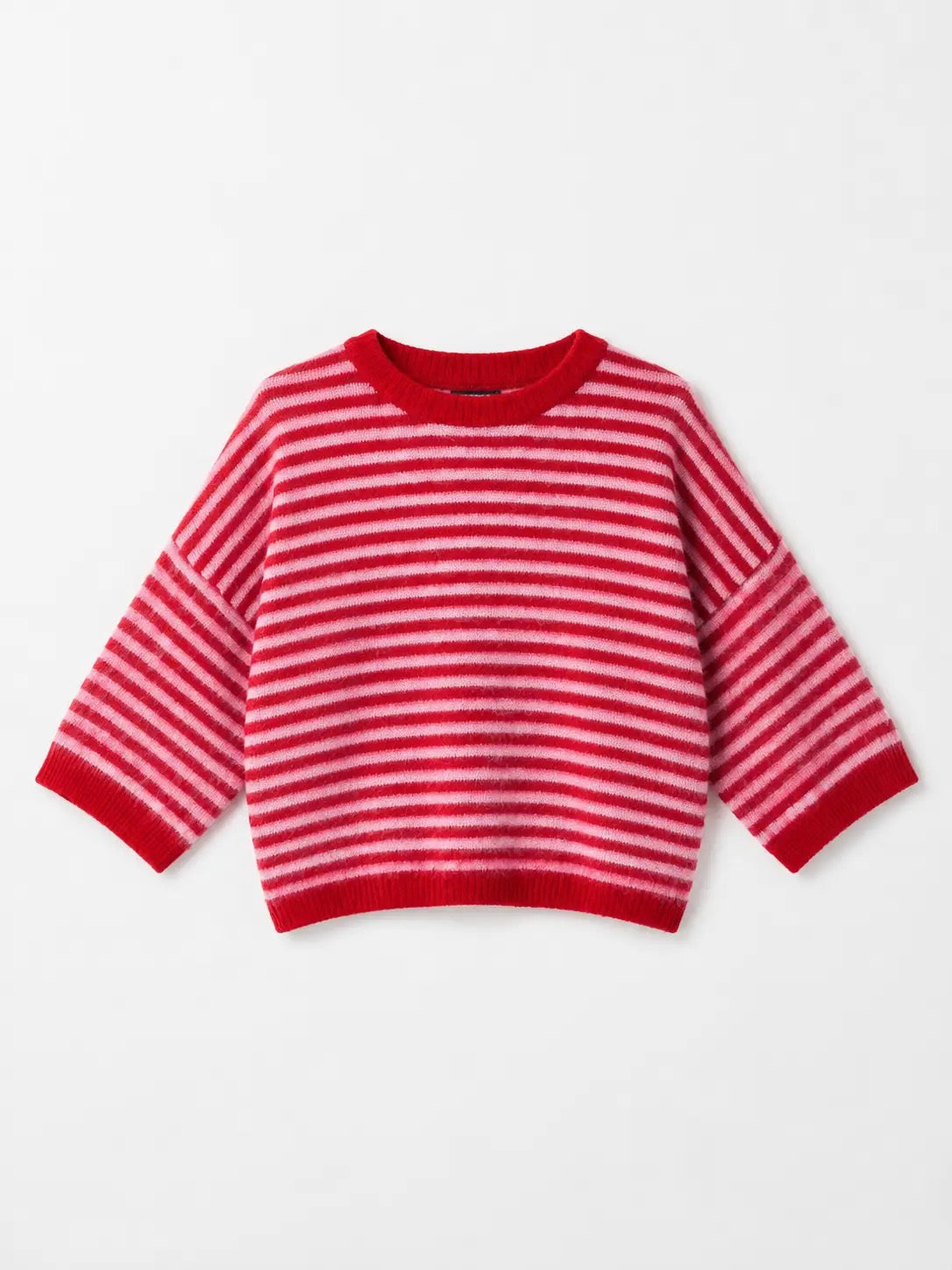 "Striped Cloud" – Kuscheliger Oversize-Pullover Rot/Rosa
