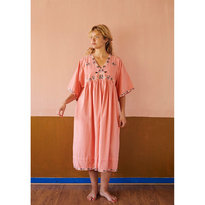 FLORA DRESS 3/4 SLEEVE Rosa