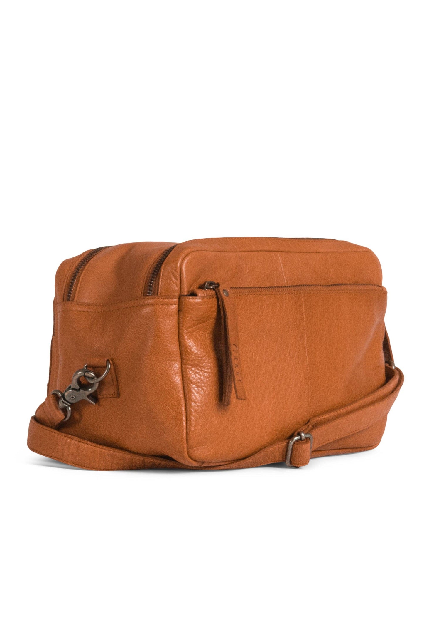 Umhängetasche für Strickprojekte aus echtem Leder