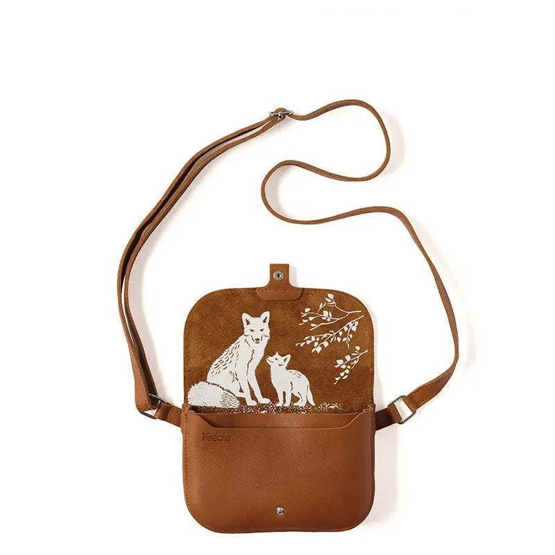 Umhängetasche Little Fox aus cognacfarbenem Leder