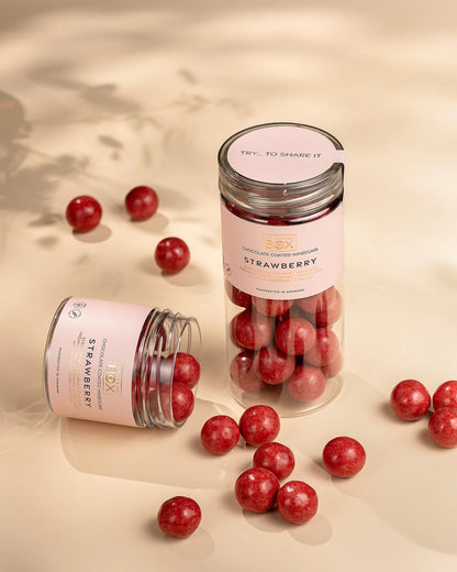 FRUCHTGUMMI MIT SCHOKOLADE – STRAWBERRY / ERDBEERE 250 G