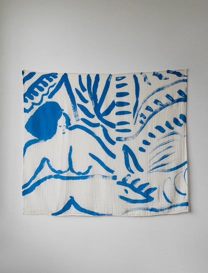 Muselin Schal Blau