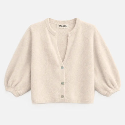 Angora Strickcardigan Light Beige