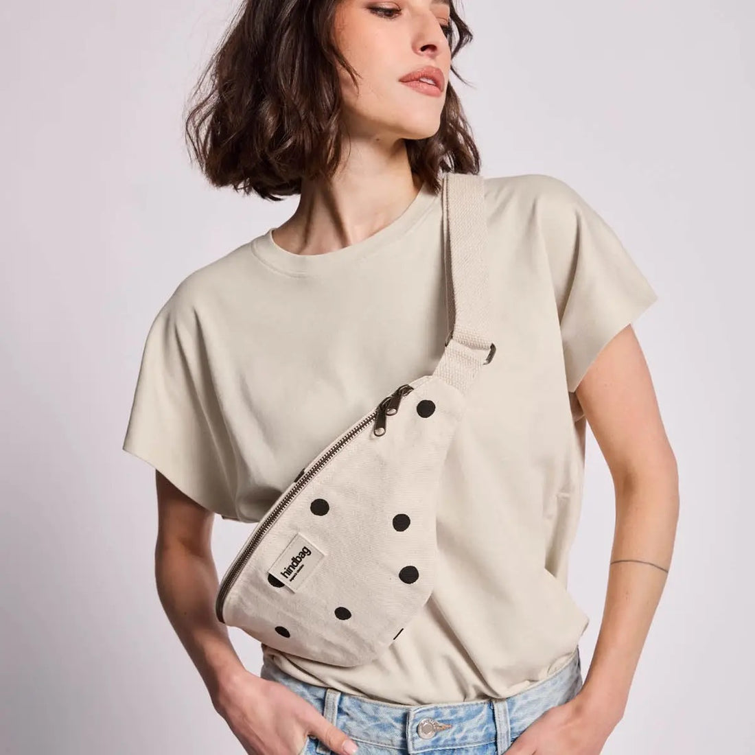 Gürteltasche Olivia Punkte ecru