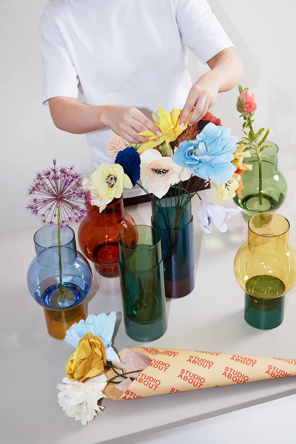 PAPIERBLUMENSTRAUSS, 5 STÜCK, SPRING5