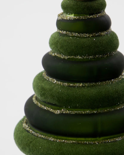 Weihnachtsanhänger aus grünem Glas in Tannenbaumform, 2er-Set