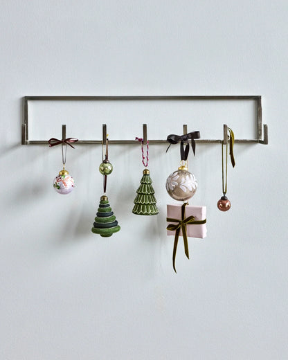 Weihnachtsanhänger aus grünem Glas in Tannenbaumform, 2er-Set
