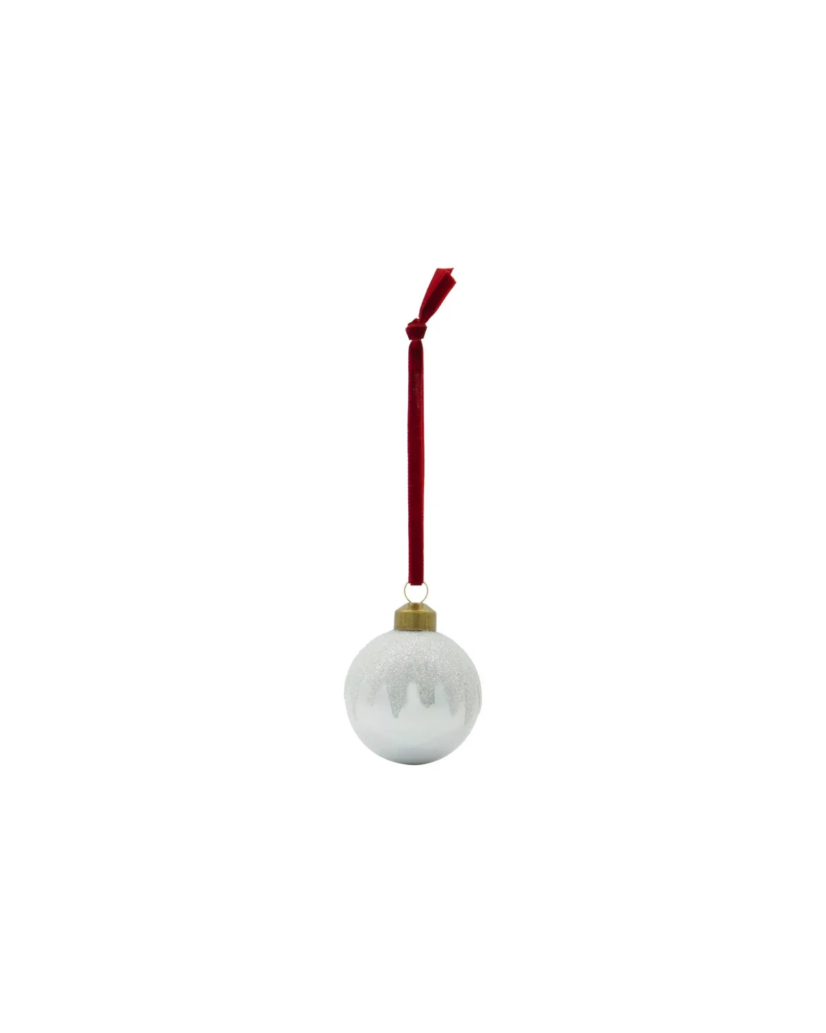 Weihnachtskugel aus Glas Silber mit Glitzerdetails