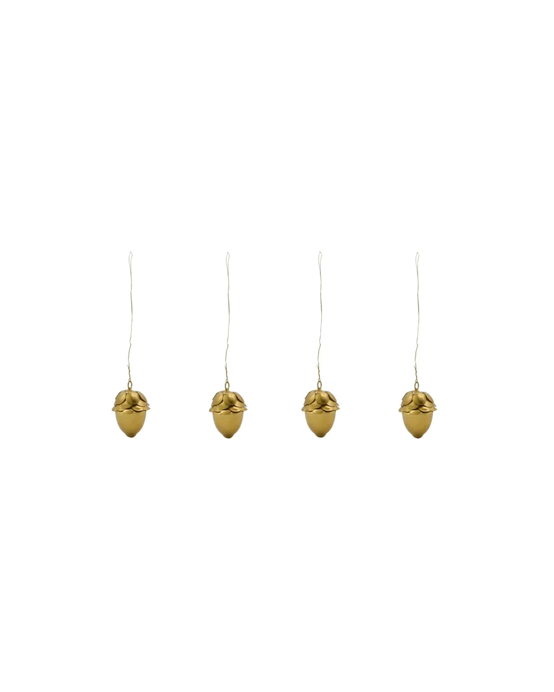 Weihnachtsanhänger in Eichelform aus Eisen, goldfarben, 4er-Set