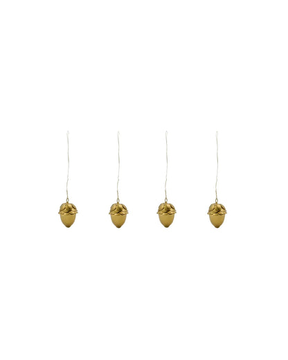 Weihnachtsanhänger in Eichelform aus Eisen, goldfarben, 4er-Set