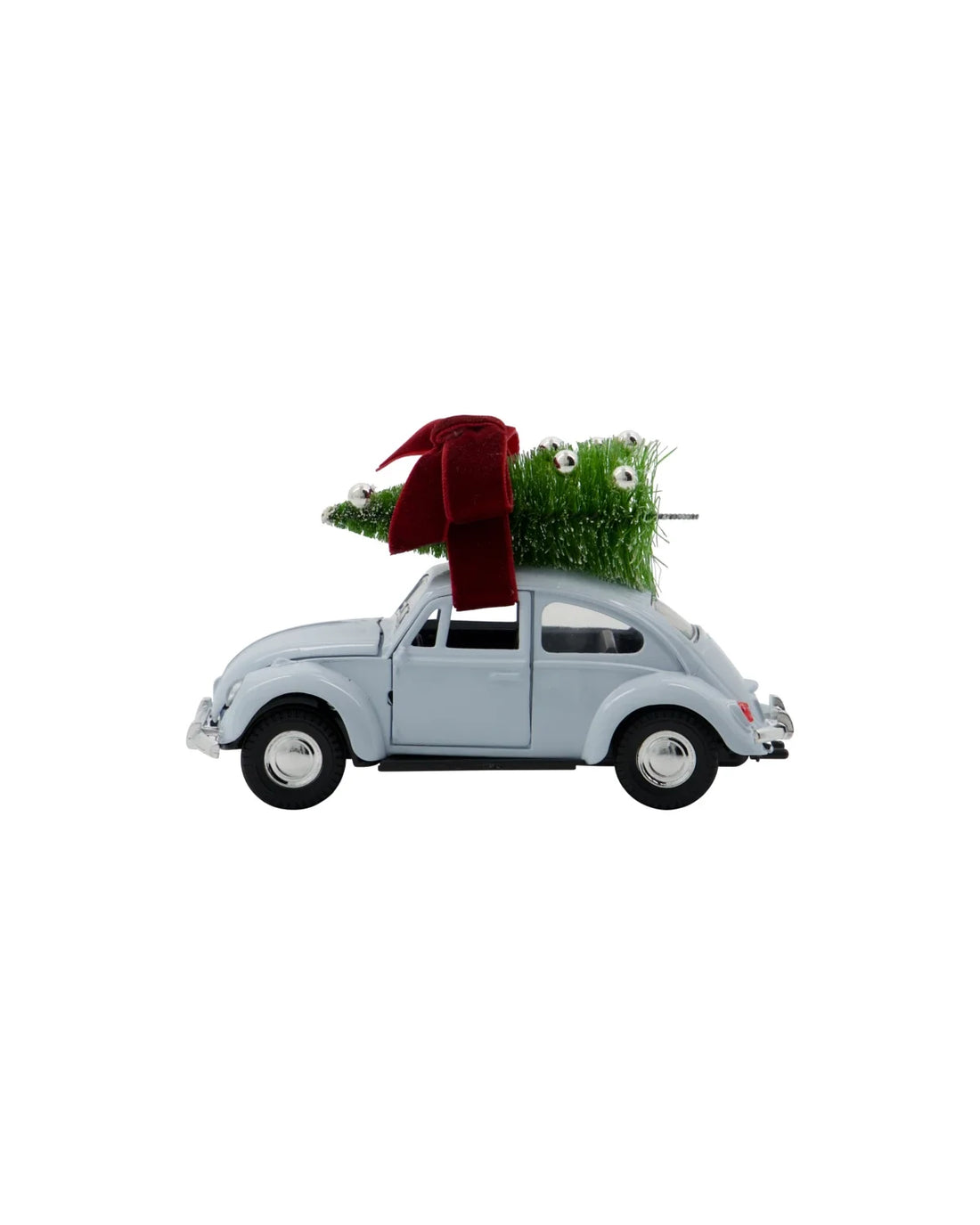Weihnachtsdeko Auto in Hellblau mit Weihnachtsbaum