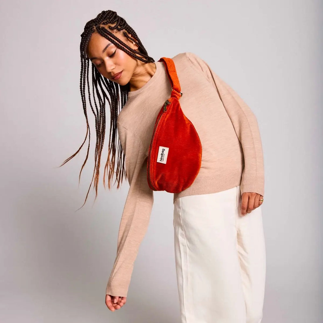 Sasha Velours Bauchtasche Ziegelstein