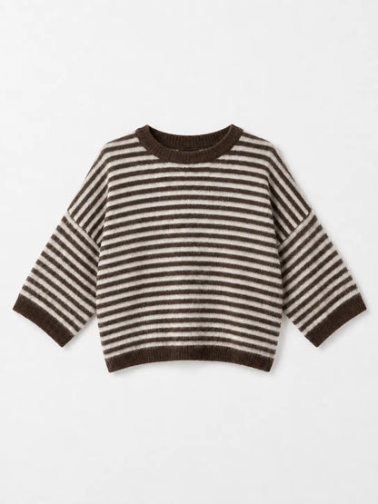 "Striped Cloud" – Kuscheliger Oversize-Pullover Kaffee / Beige