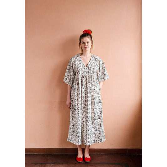 NEW DAWN SEERSUCKER DRESS 3/4 SLEEVE