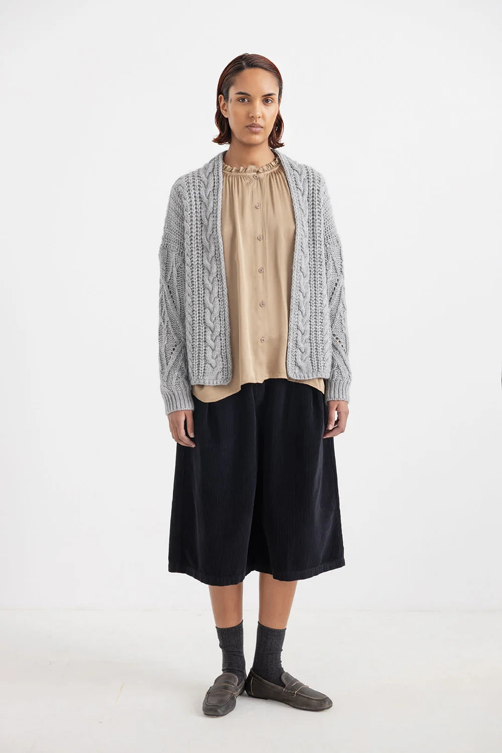 OLIVIA Alpaka Strickjacke- Grau