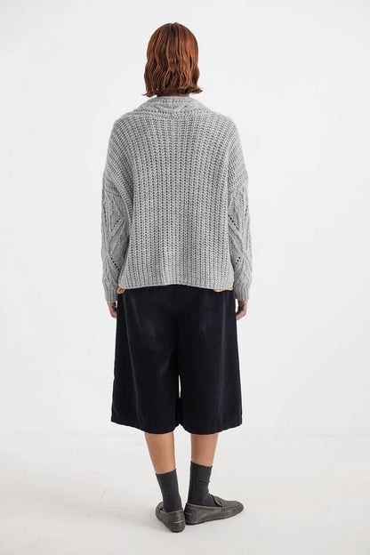 OLIVIA Alpaka Strickjacke- Grau