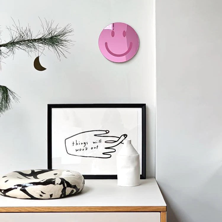 Smiley-Wandspiegel aus Acryl (Rose)
