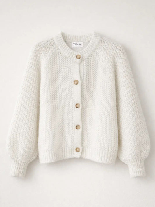 Strickjacke aus Mohair (Off-White)