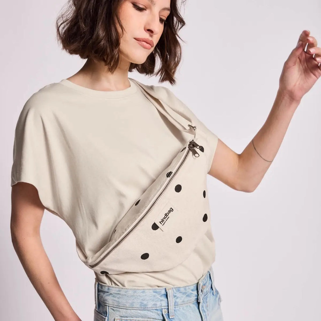 Gürteltasche Olivia Punkte ecru