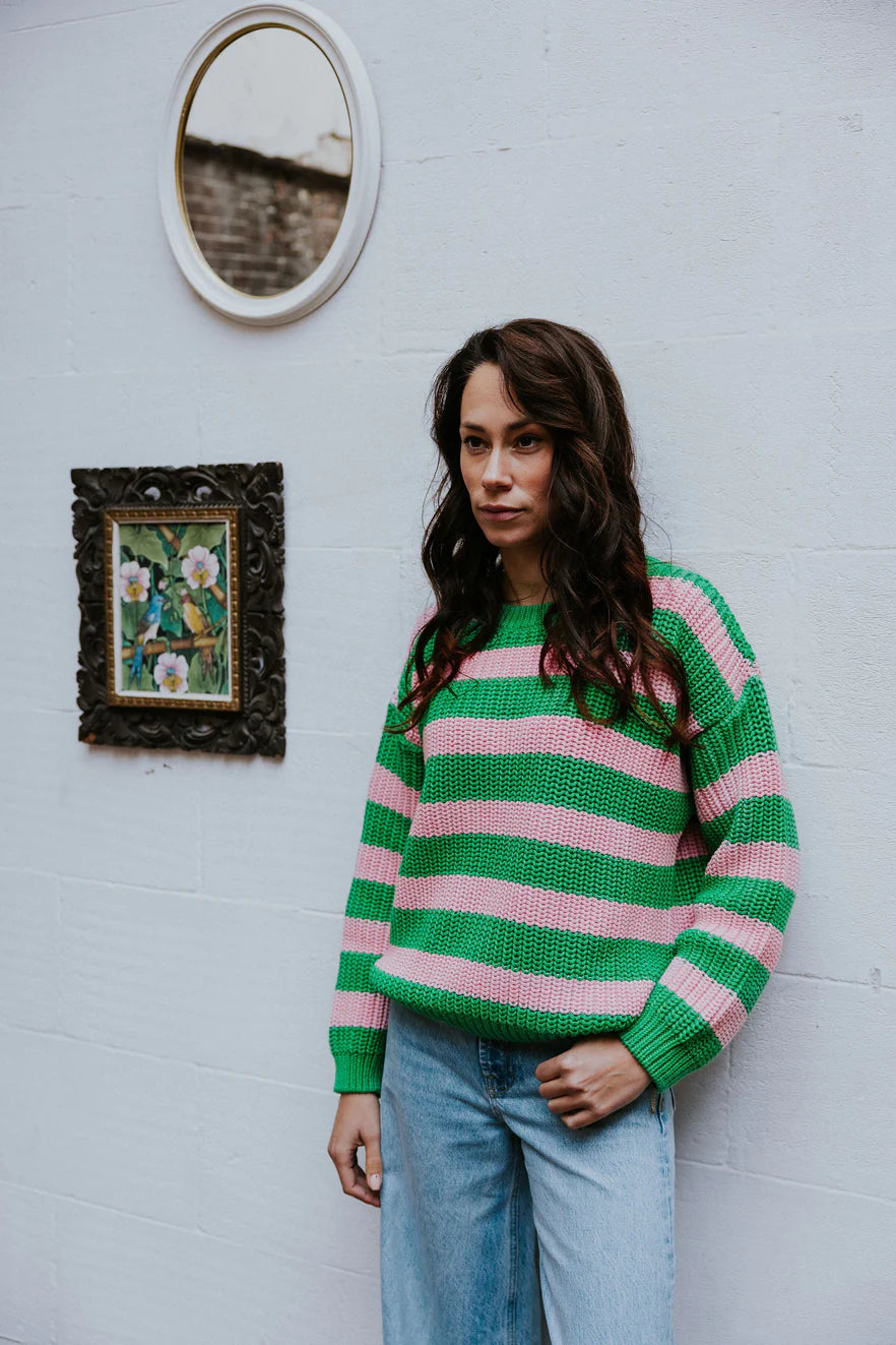 Chunky Knitted WOMEN'S Sweater ''SPRING STRIPES''