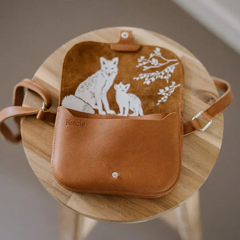 Umhängetasche Little Fox aus cognacfarbenem Leder