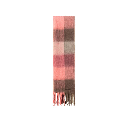 Schal Elton mit Karomuster und Fransen- rosa