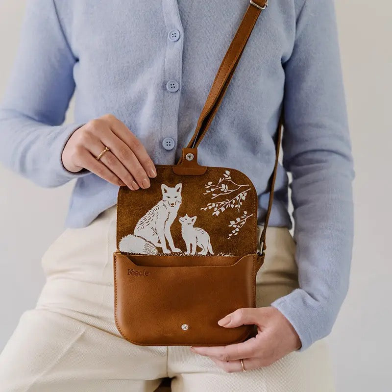 Umhängetasche Little Fox aus cognacfarbenem Leder