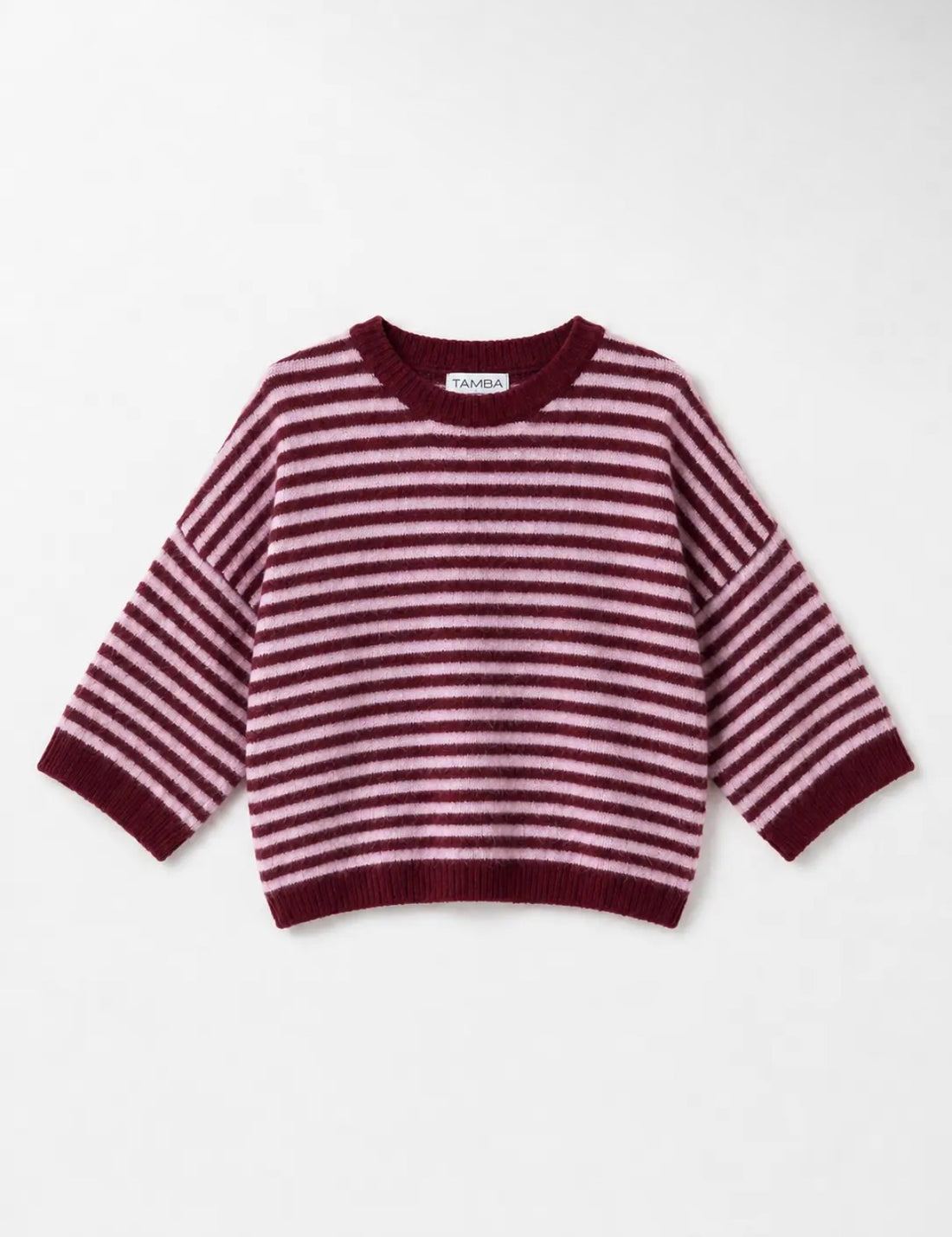 "Striped Cloud" – Kuscheliger Oversize-Pullover Bordeaux / Rosa